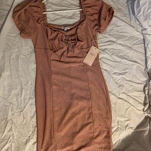 Rose puffy sleeve dress